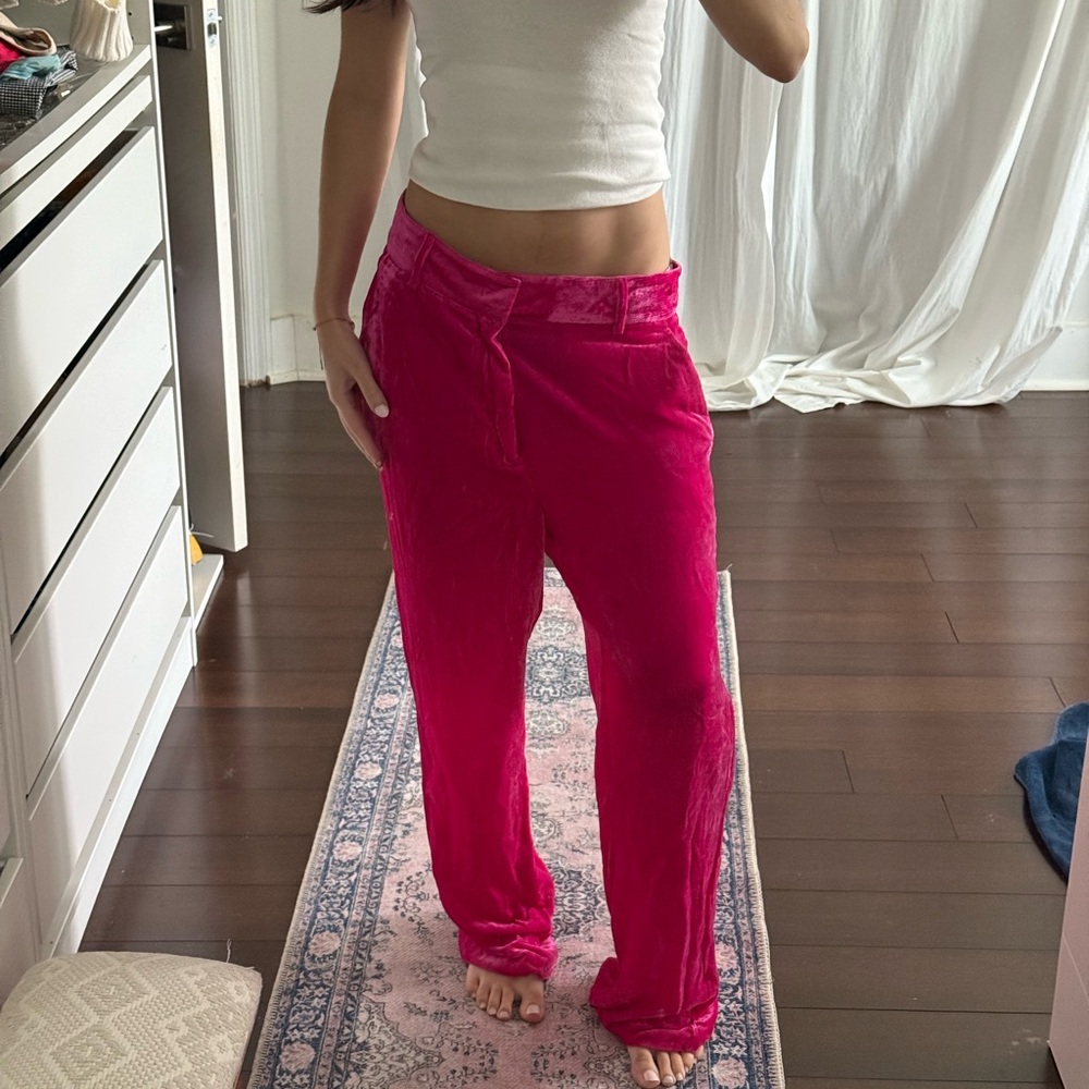 Bright Pink Velvet Lounge Pants